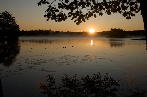 sunset over the lake