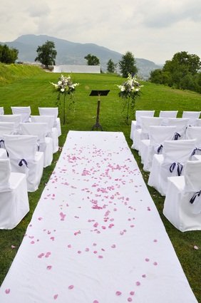 white wedding runner