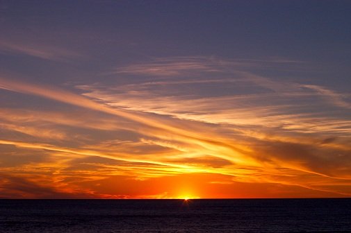 orange, pink and blue sunset