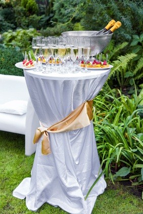 table of champagne and glasses