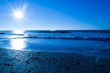 blue sky and water