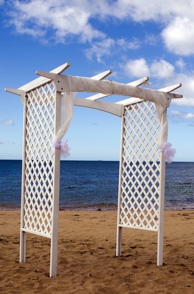 white gazebo on beach