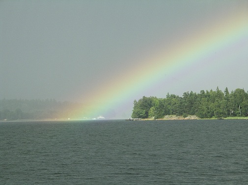 rainbow over water