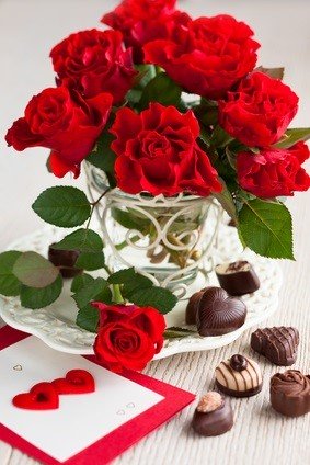 red roses and chocolates