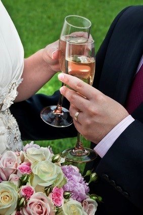 newlywed champagne toast