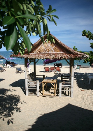 hut in the sand on beach