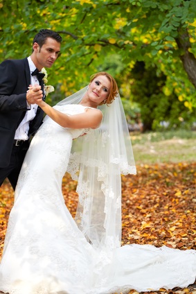 newlyweds in autumn